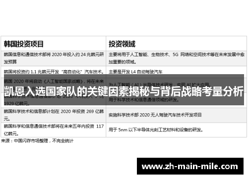 凯恩入选国家队的关键因素揭秘与背后战略考量分析